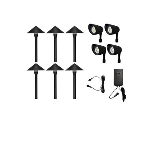 Complete 10 Combo Light Set | 6 Hooded Pathway + 4 Spot Lights | Warm White